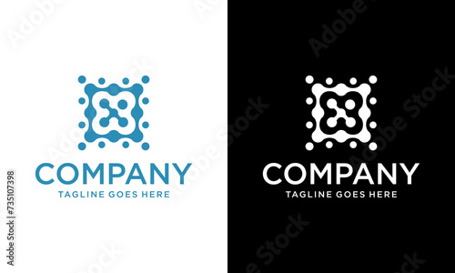 Creative design concept green color with electrical chip illustration, letter X logo for initial business identity.