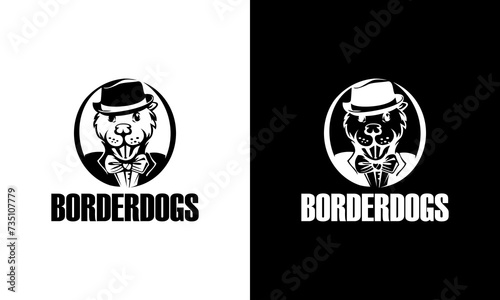 Creative head dog wearing hat and suite vector mascot design