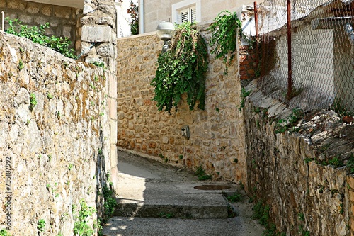 Narrow street in the old town of Herceg Novi, Montenegro