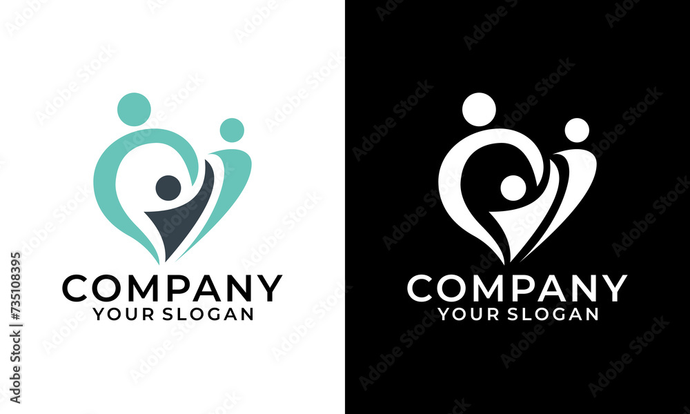 Creative family love logo vector, love and people logo combination. Family Love care logo Vector icon illustration design Creative family love logo vector, love and people logo combination. Family Love care logo Vector icon illustration design