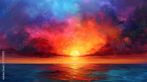 A mesmerizing sunrise painting the sky in vibrant hues, symbolizing a new dawn, a fresh start, and the endless possibilities of rebirth. © CanvasPixelDreams