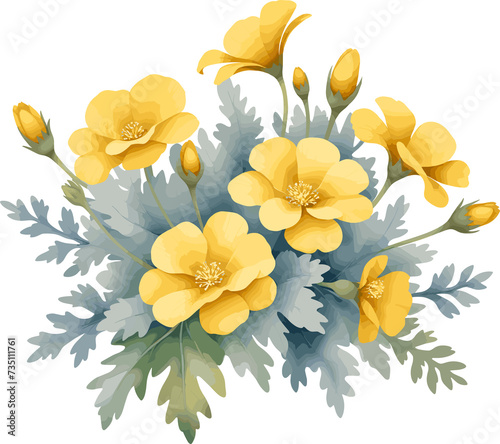 Watercolor style of yellow flowers illustration isolated flower clipart  pastel color design for greeting card  special event  mother  teacher  grandma  craft  vintage  home decor  floral arrangements