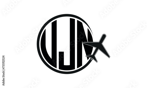 UJN three initial letter circle tour & travel agency logo design vector template. hajj Umrah agency, abstract, wordmark, business, monogram, minimalist, brand, company, flat, tourism agency, tourist