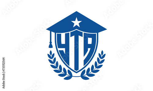 YTA three letter iconic academic logo design vector template. monogram, abstract, school, college, university, graduation cap symbol logo, shield, model, institute, educational, coaching canter, tech