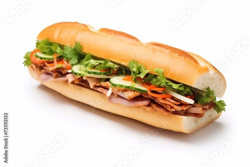 Tasty and appetizing, Vietnamese sandwich, or Ban Mi on a white background
