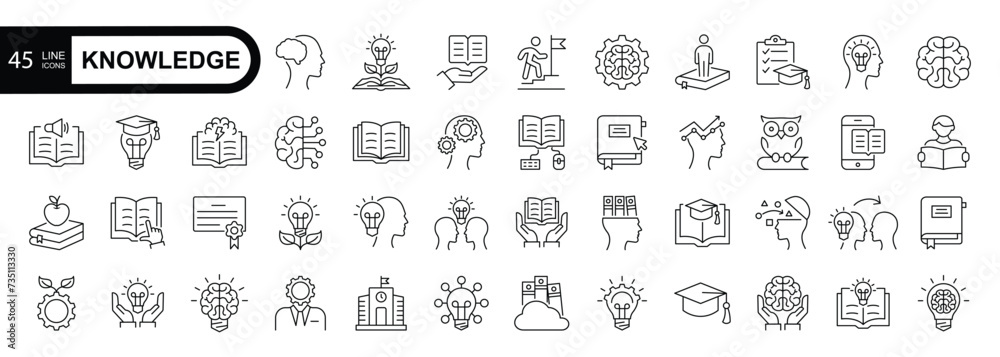 Knowledge line icons. Simple line style icons pack. Vector illustration