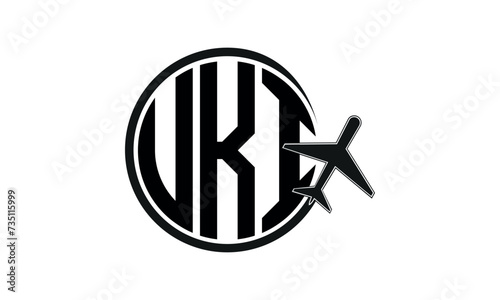 UKI three initial letter circle tour & travel agency logo design vector template. hajj Umrah agency, abstract, wordmark, business, monogram, minimalist, brand, company, flat, tourism agency, tourist