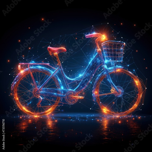 Bicycle Low poly wire frame illustration