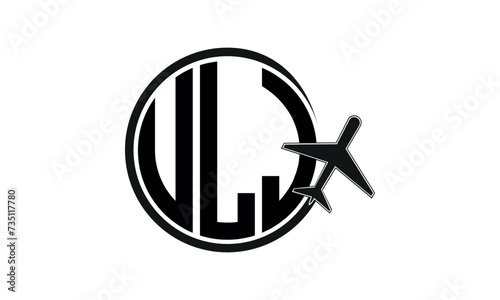 ULJ three initial letter circle tour & travel agency logo design vector template. hajj Umrah agency, abstract, wordmark, business, monogram, minimalist, brand, company, flat, tourism agency, tourist