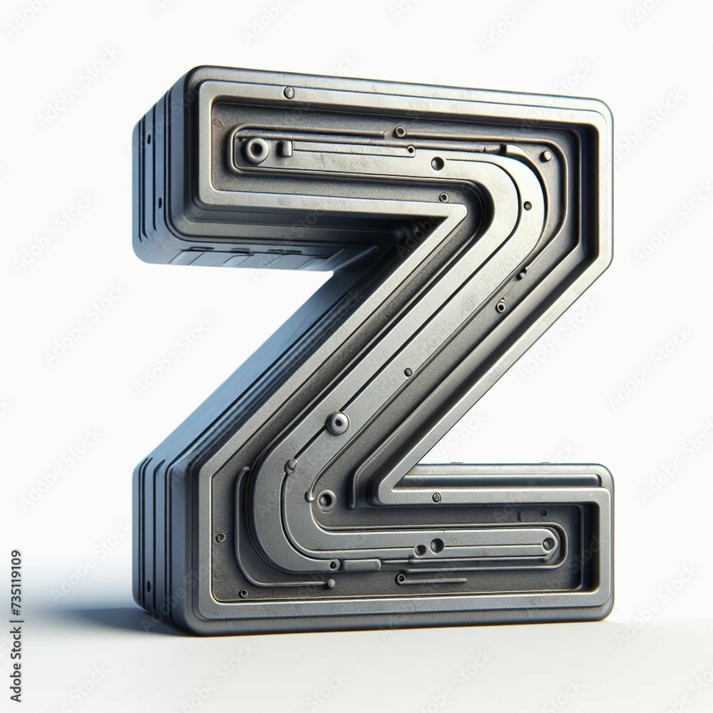 Shiny metal letter z isolated on a blank white background for design concepts Shiny metal letter z isolated on a blank white background for design concepts