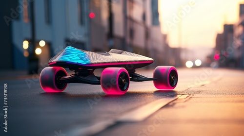 Skateboard Resting on the Street photo