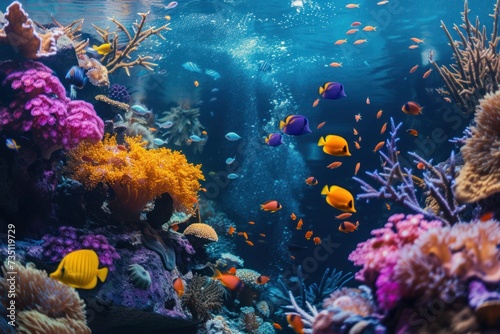 a coral reef with lots of fish and corals in the ocean