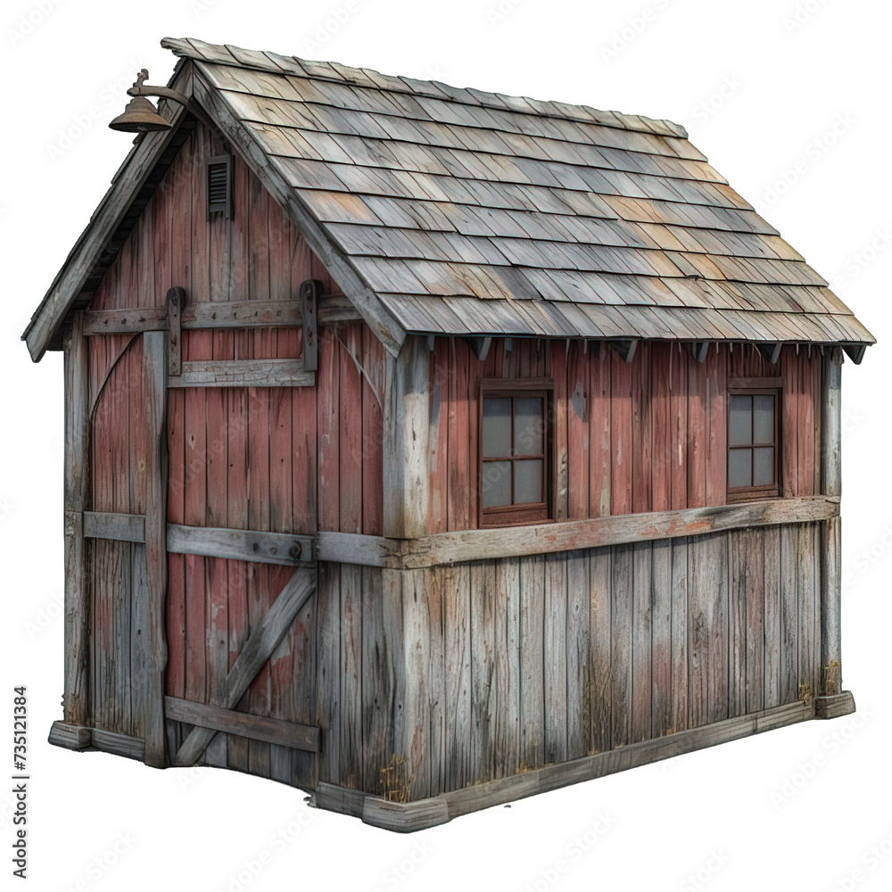 old wooden barn isolated on transparent background ,generative ai old wooden barn isolated on transparent background ,generative ai