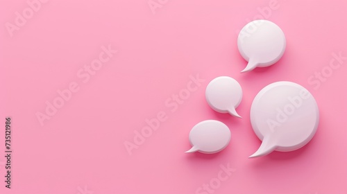 Three White Speech Bubbles on a Pink Background