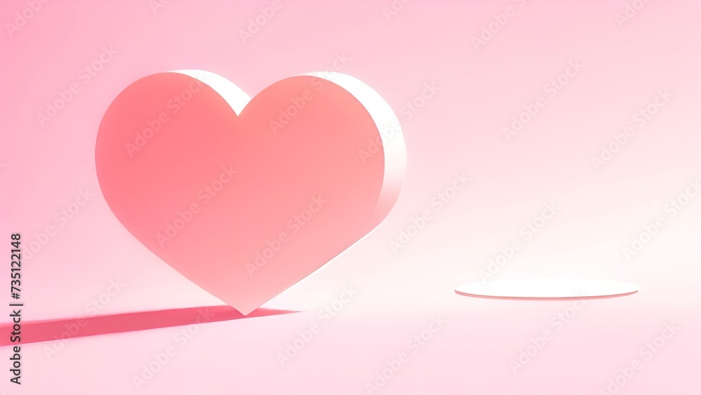 Pink Valentine Heart with Ribbon on Heart Background