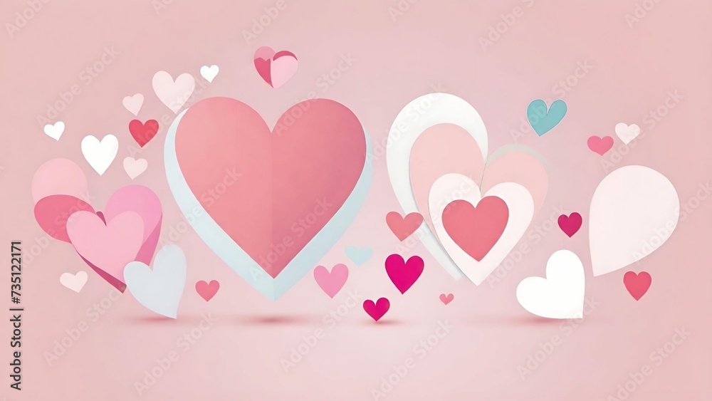 Pink Valentine Heart with Ribbon on Heart Background
