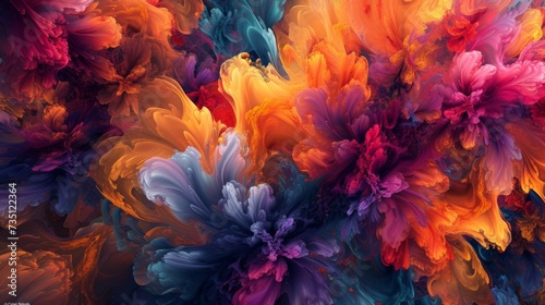Abstract Painting of Multicolored Flowers