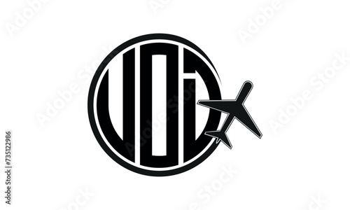 UOD three initial letter circle tour & travel agency logo design vector template. hajj Umrah agency, abstract, wordmark, business, monogram, minimalist, brand, company, flat, tourism agency, tourist