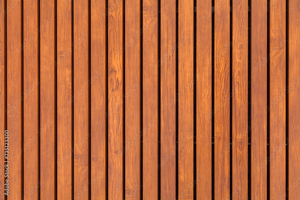 Wood plank wall background texture. Seamless pattern of modern wall panels with vertical wooden slats for background - obrazy, fototapety, plakaty 