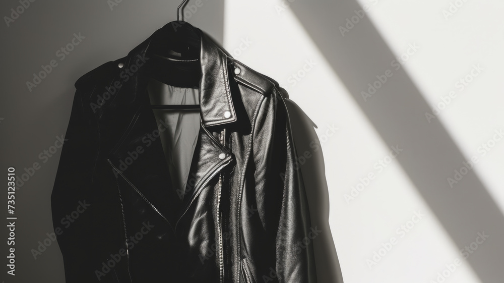 Black leather jacket.