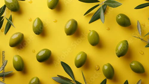 Olives on a yellow background.