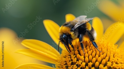 Close Up of a Bee on a Yellow Flower