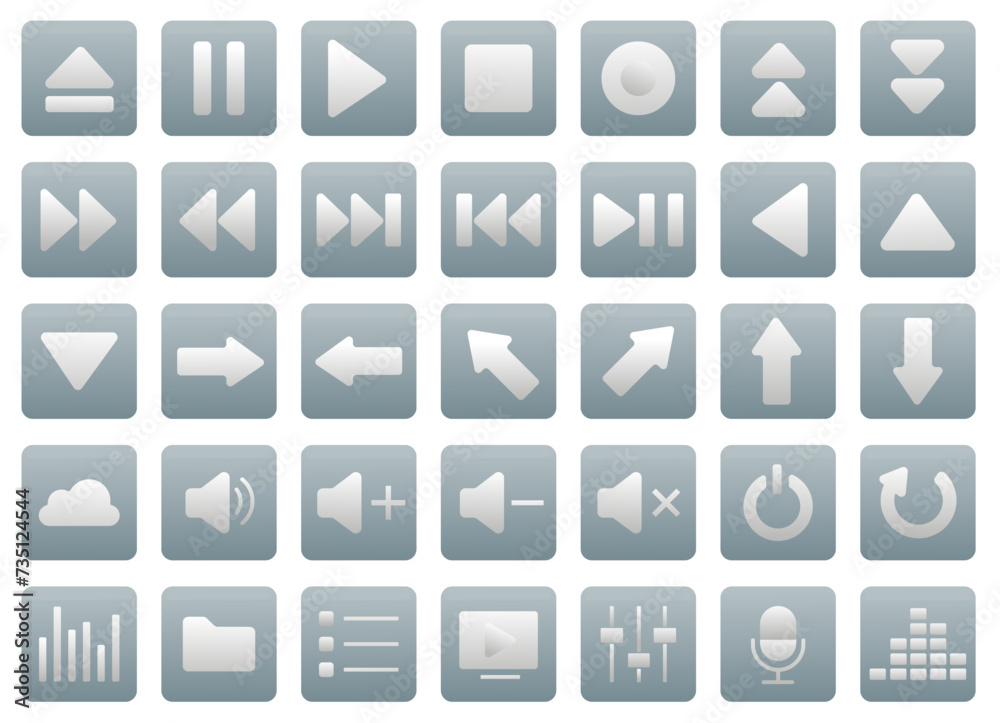 Important icons. Music player interface icons. Media player icon set. Important icons. Music player interface icons. Media player icon set.
