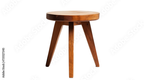 Close-up of a wooden stool on three legs. photo