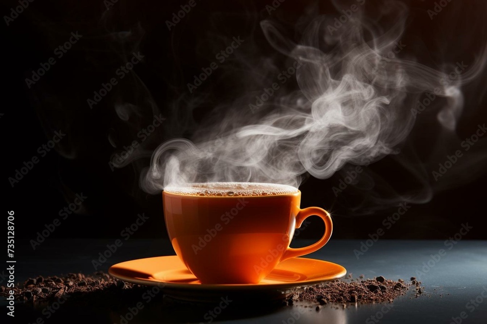 A hot beverage emitting vapor. Generative AI A hot beverage emitting vapor. Generative AI