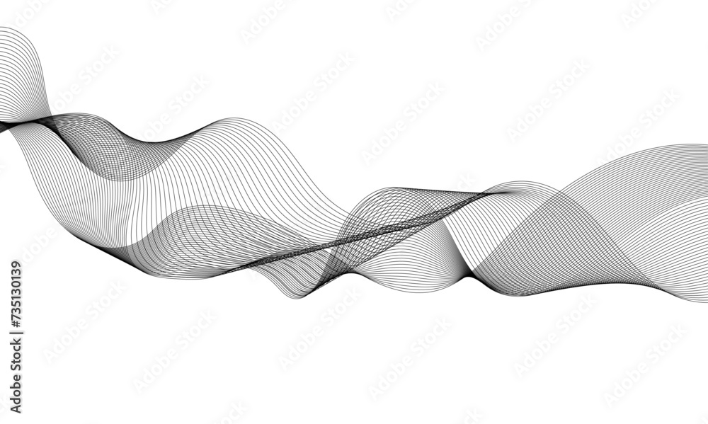 Technology and business wave lines on transparent background. Vector curve wave line seamless pattern. Gray curved line for banner design and frequency sound wave line. Future technology concept.