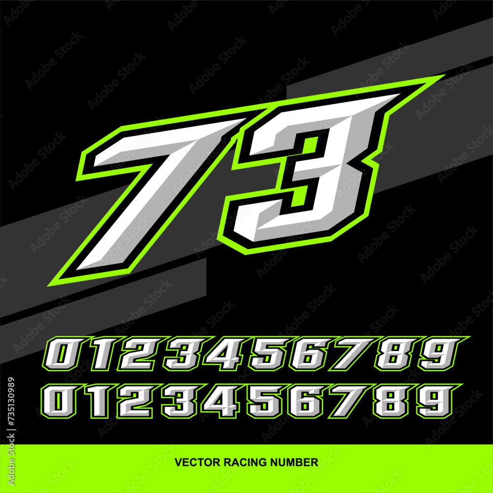 Obraz premium Vector racing number designs editable