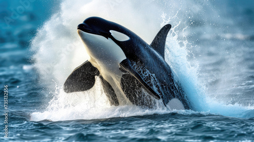 An orca breaching in a display of majestic power