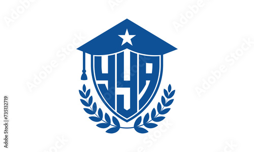 YYA three letter iconic academic logo design vector template. monogram, abstract, school, college, university, graduation cap symbol logo, shield, model, institute, educational, coaching canter, tech photo