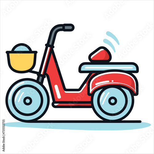 Rickshaw flat icon outline in the style of simple vector