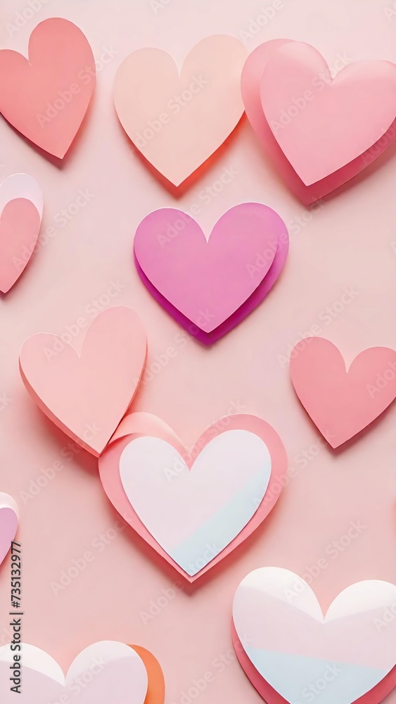 Pink Valentine Hearts Paper Background 