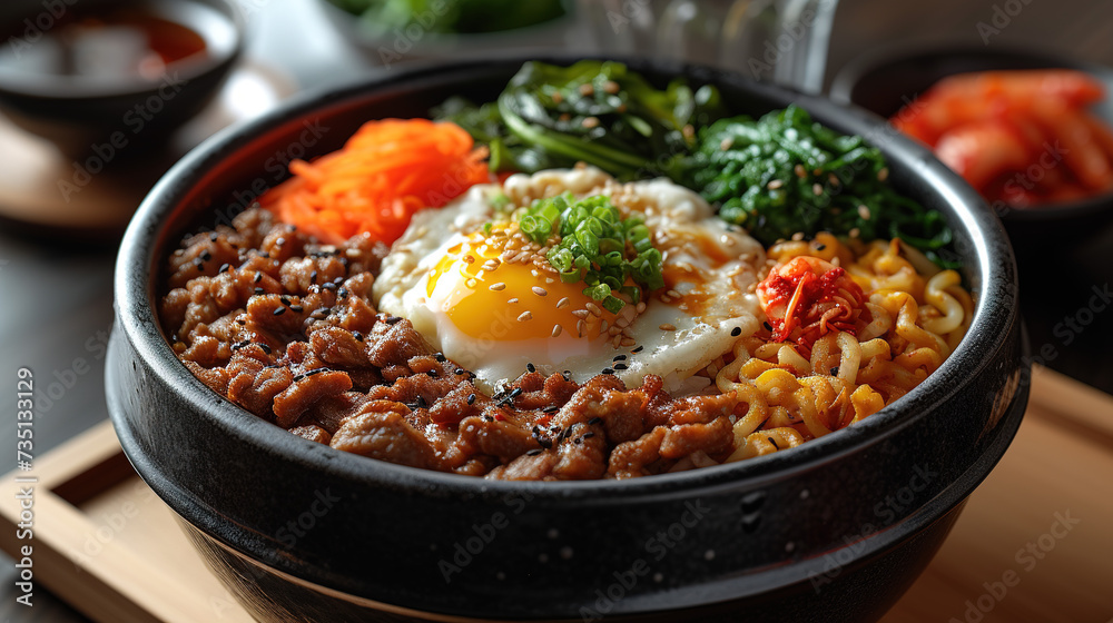 Meat cooking with omelet and vegetables Meat cooking with omelet and vegetables