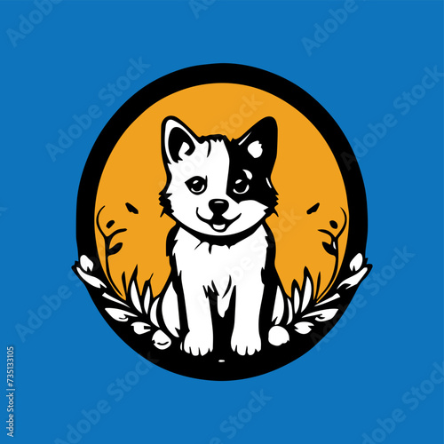 cute dog pets vector illustration logo