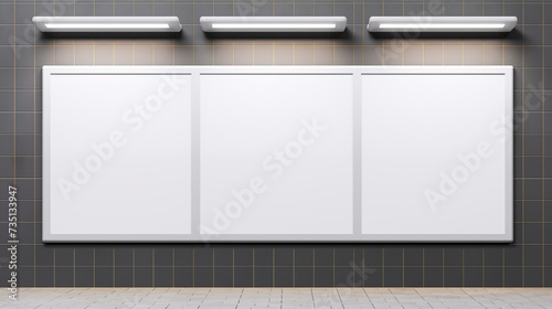 Empty white modern billboard mockup. Display for advertising in public area