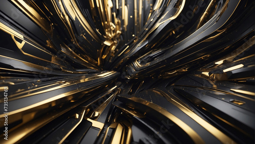 Black and gold metal 3D modern luxury futuristic background