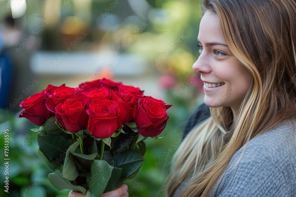Couple Sharing Romantic Moment with Red Roses. Couple Sharing Romantic Moment with Red Roses.