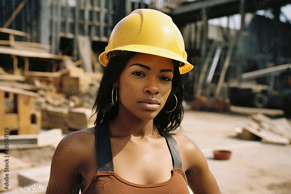 Confident Construction Worker with a Steady Gaze Confident Construction Worker with a Steady Gaze