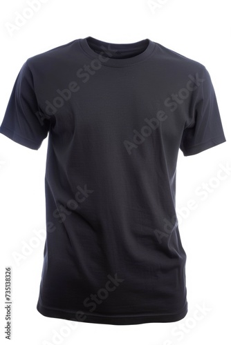 Black t-shirt on a white background. Perfect for showcasing designs or as a blank canvas for customization