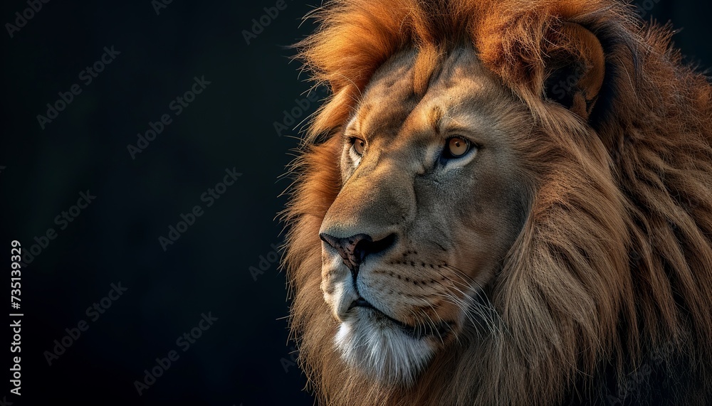 intricated style illustration of a realistic male lion 