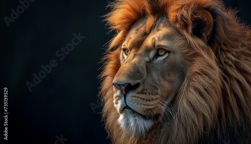 intricated style illustration of a realistic male lion 