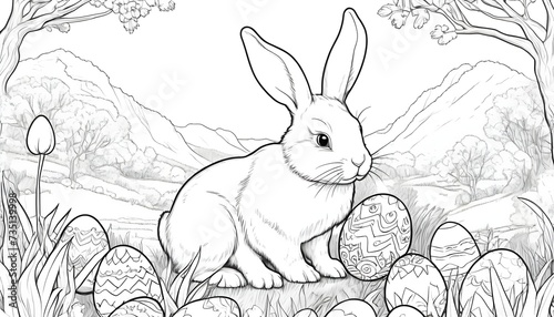 Cute Easter bunny coloring page