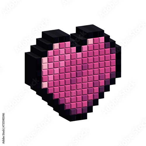 Isometric Pixel art 3d of heart block icon for items asset. Heart block texture icon on pixel bits style.8-bits perfect for game asset,design asset element,app,website, Vector illustration.