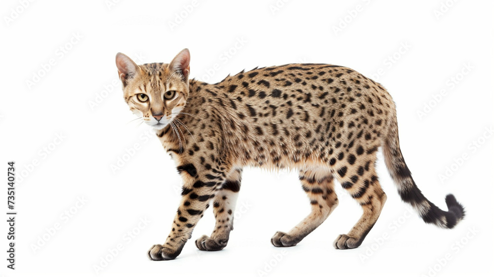 Alert Savannah cat standing
Alert Savannah cat standing