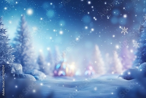 Blurred snowy background with a futuristic touch for winter holidays. Generative AI © Aisha