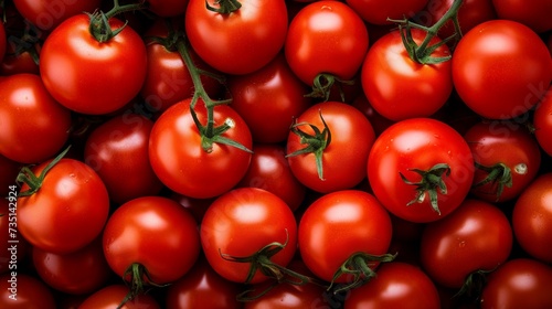 Red tomatoes top view close up frame background wallpaper