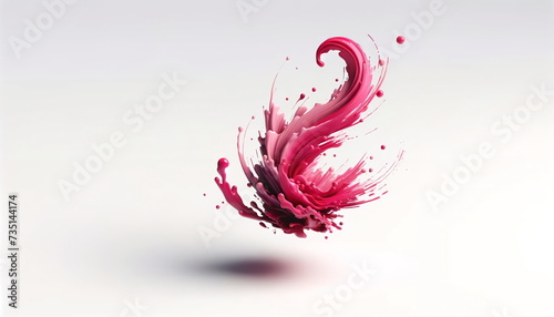 small abstract pink splash of paint with brush strokes, in a Japanese style, isolated on the left side of a clean white background © Qrisio